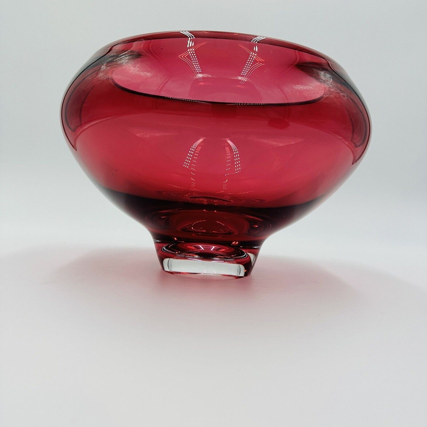 Buxton & Kutch Bowl Art Glass Signed Cranberry Slant Pier #970613 Large Rare