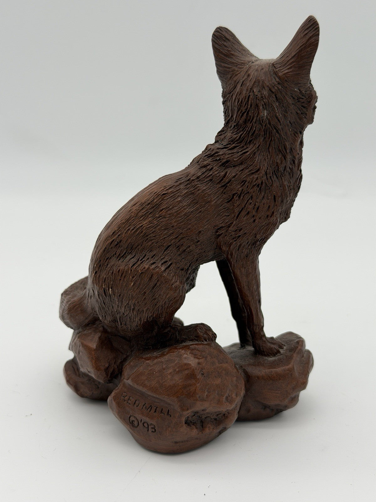 Rare Red Mill MFG Sculptures USA Fox Carved Resin Rustic Figurine 5”