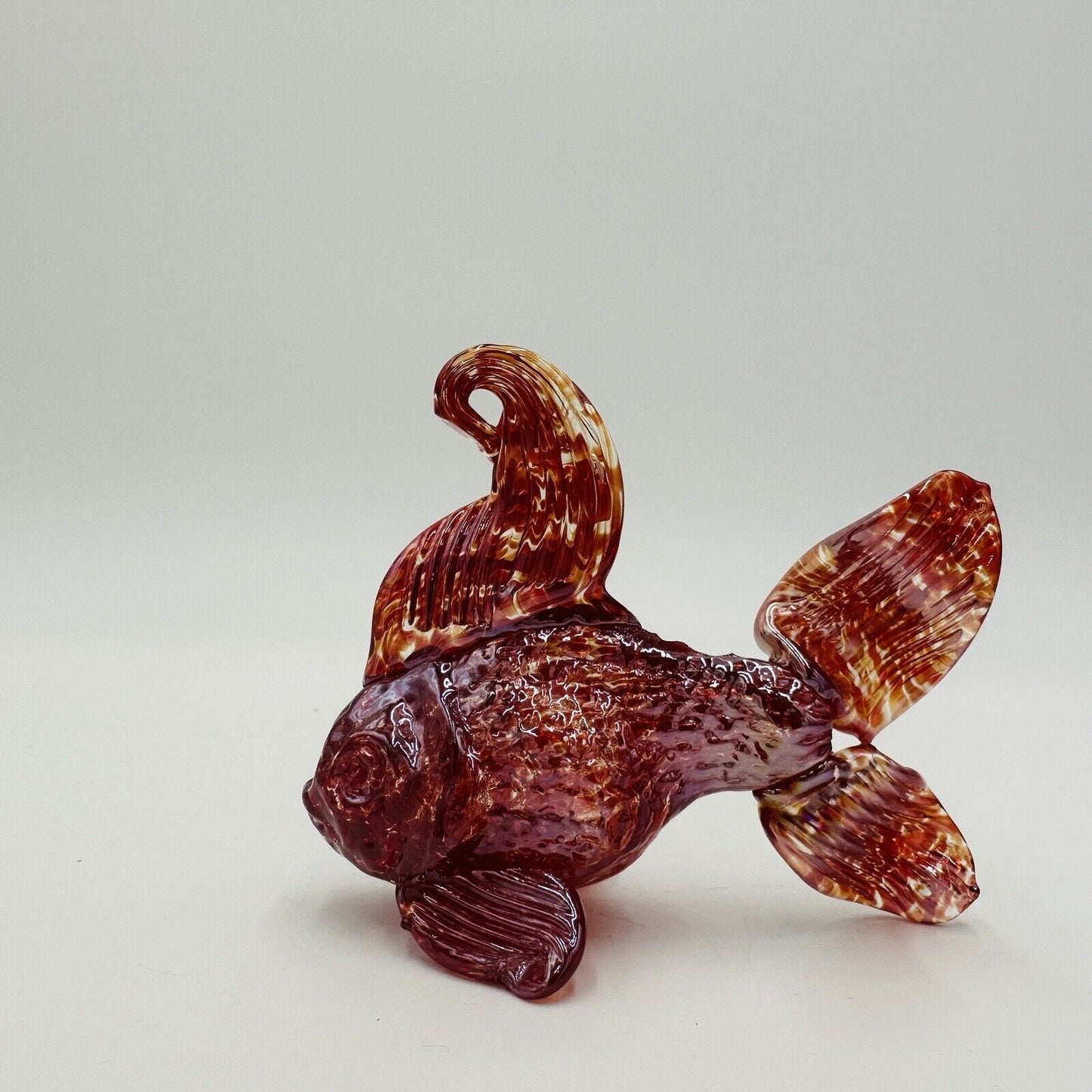 Japanese Goldfish Ryukin Figurine Blown Glass Craft Art Hand Interior Aquatic