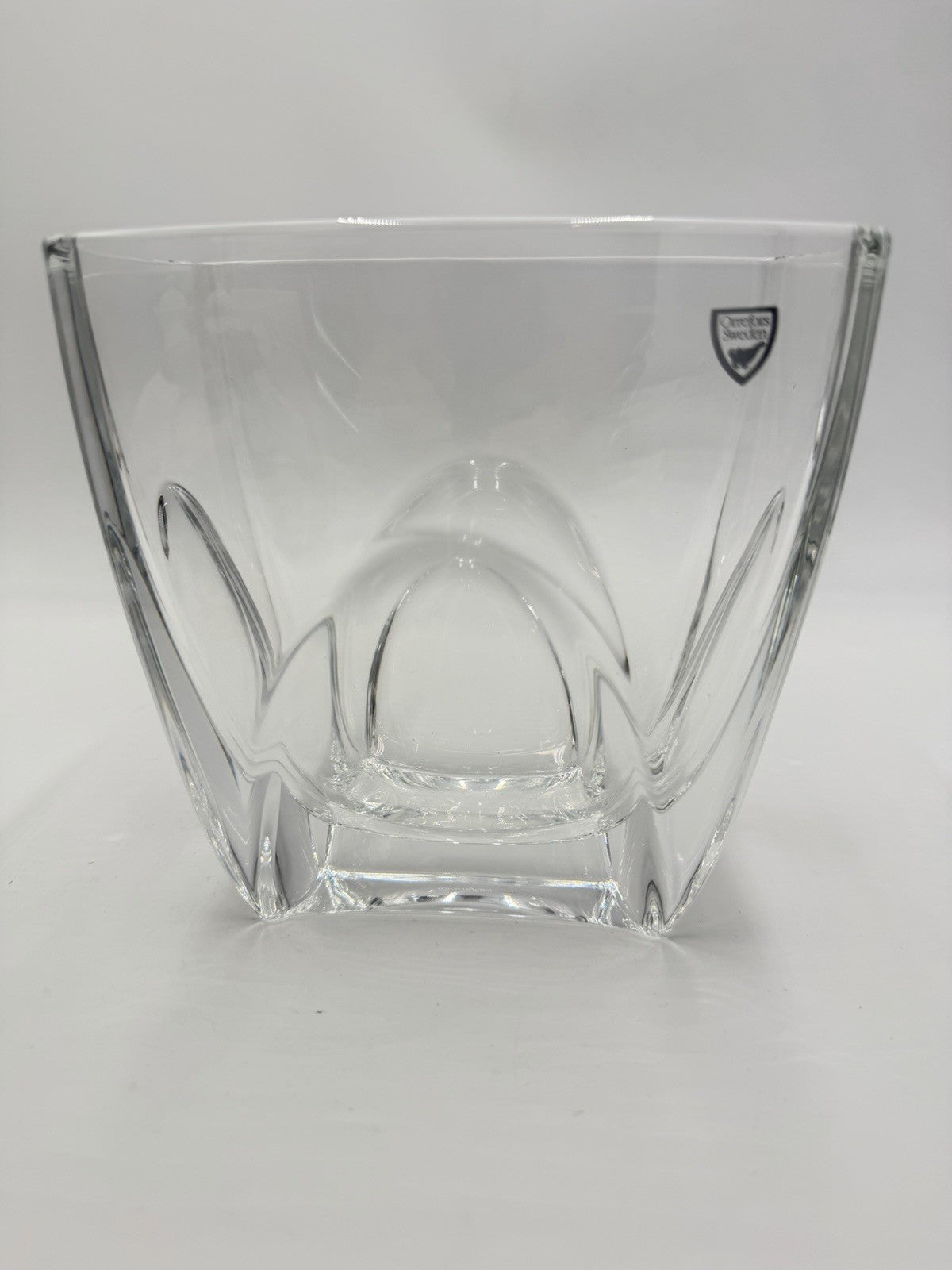 Orrefors Sweden H1253 Clear Cathedral Crystal Oblong Vase Large 6”Hx7”Lx4” Sign