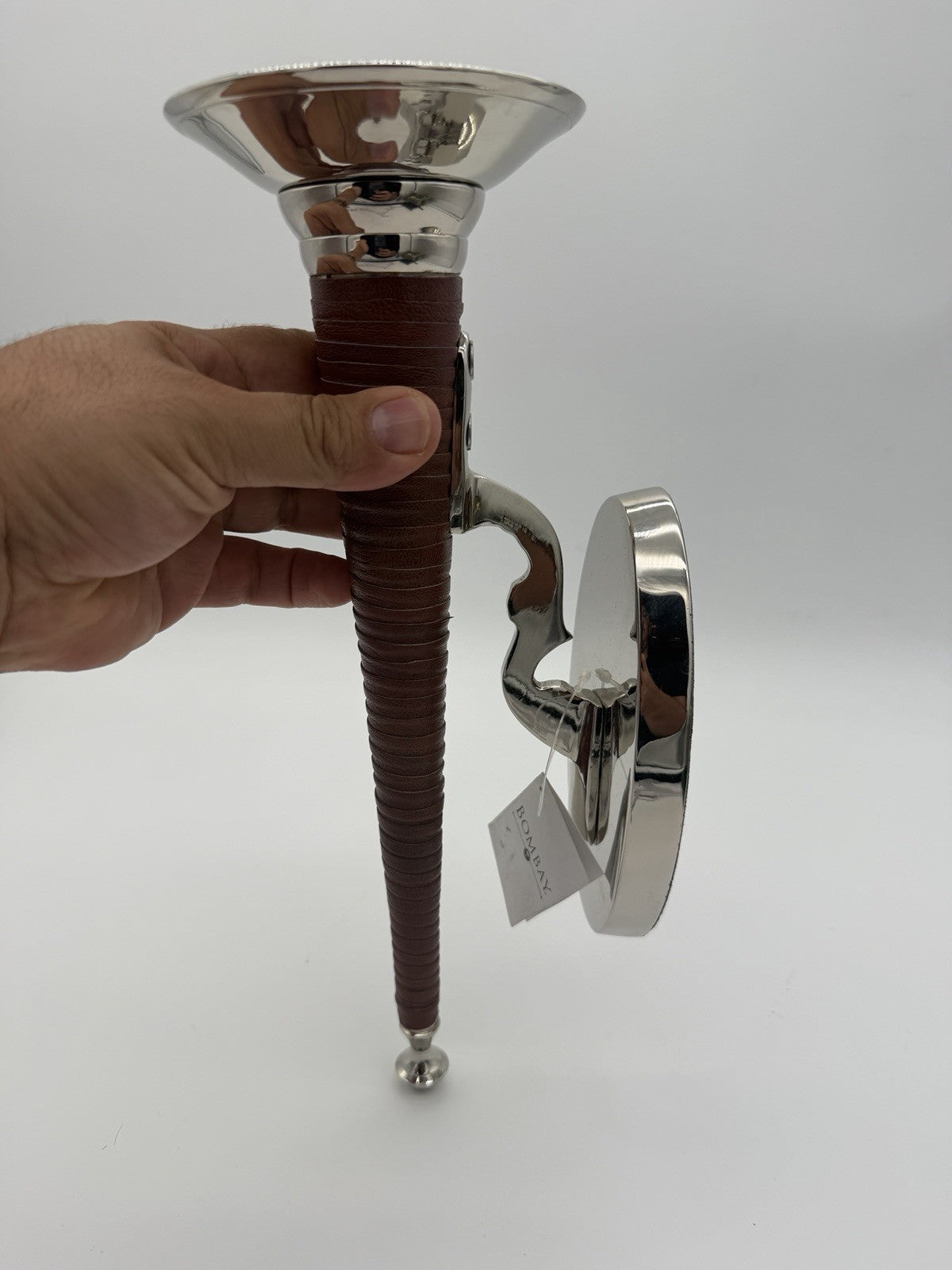 Bombay.co Silver Toned Art Deco Horn-shaped torch-style wall mount candle Holder