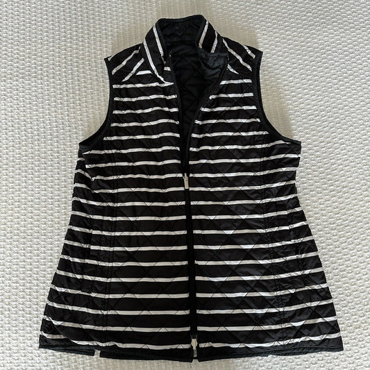 Peter Millar Women's Vest Size Medium Reversible Quilted Black White Striped