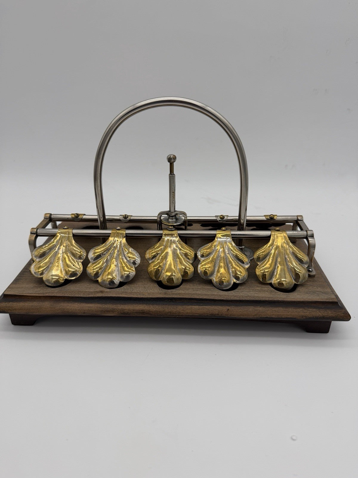 Antique English egg boiling rack & breakfast server Ginkgo Leaf Spring Clips