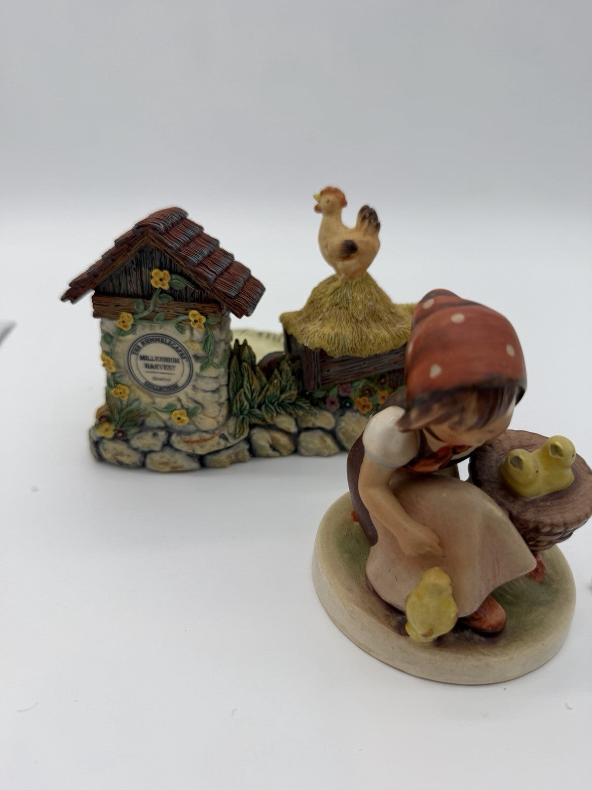 Hummelscapes Goebel Millennium Harvest Chickens & Girl With Chicks Figurine