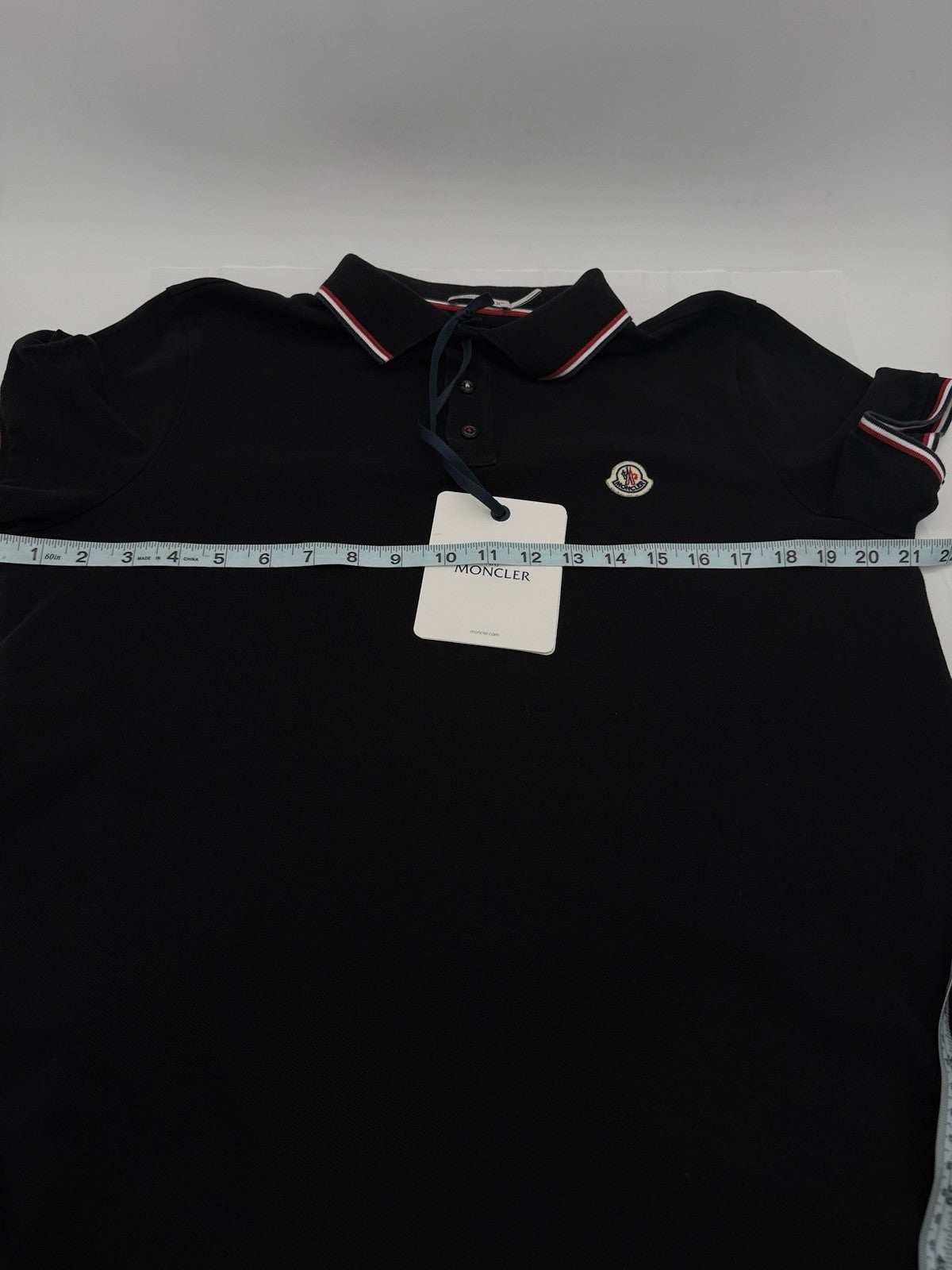Moncler Men Black Slim Fit Polo Shirt Sz  L Fits M Cotton