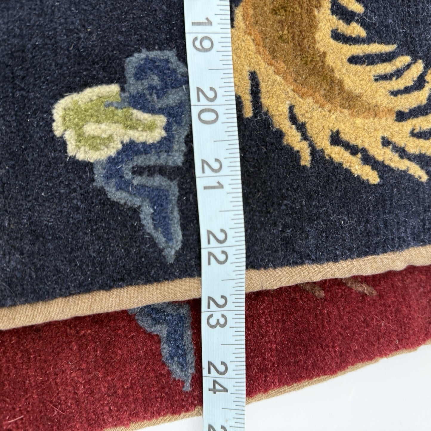 Vintage Art Deco Hand Woven Wool Dragon Chinese Throw Pillow Cases Blue and Red