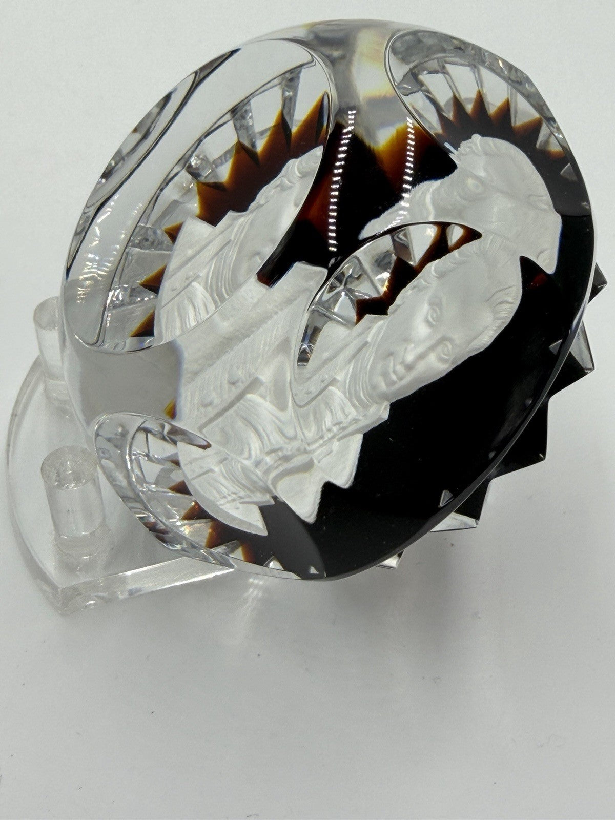 Baccarat France Crystal JAMES MONROE Sulphide Paperweight Ruby Red Faceted