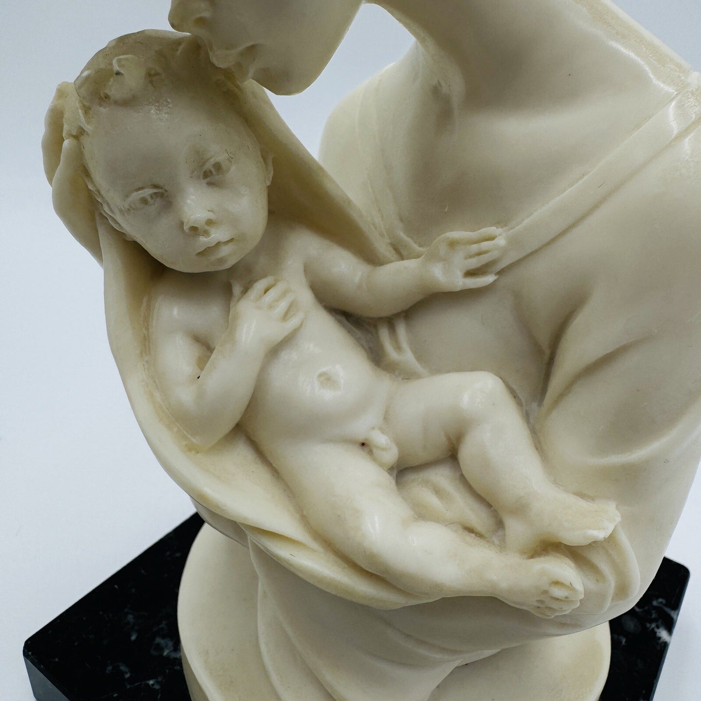 A. Santini Mother & Child Alabaster Sculpture Classic Figurine 7.5” Italy Vtg