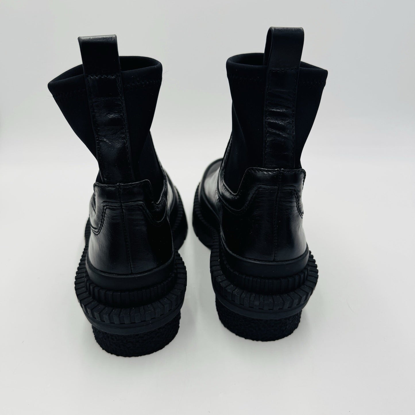 Zara Leather Lug Black Ankle Boots Size 36 EU Women US 5.5