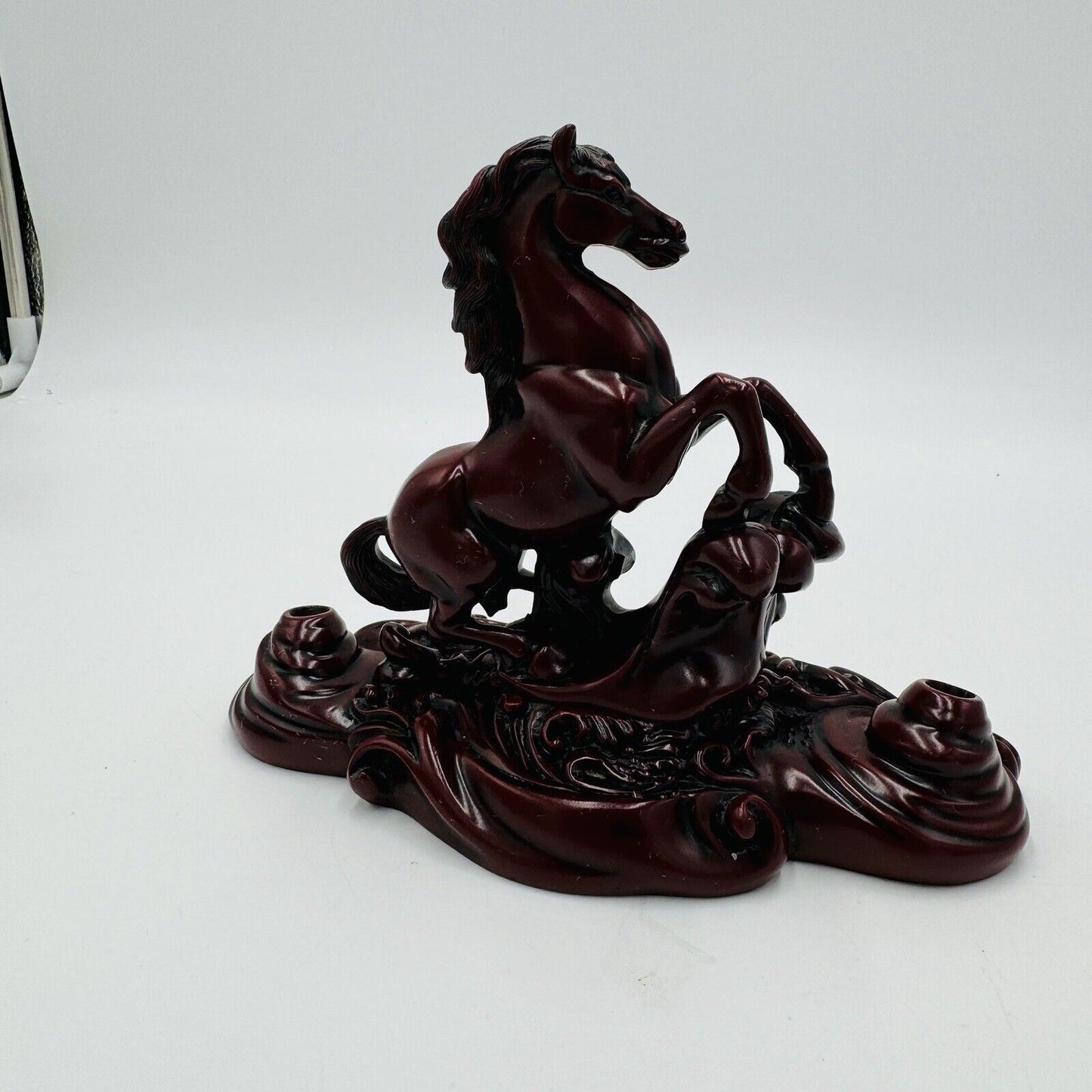 Chinese Red Resin Galloping Horse Pen Holders Desk Paperweight Vintage