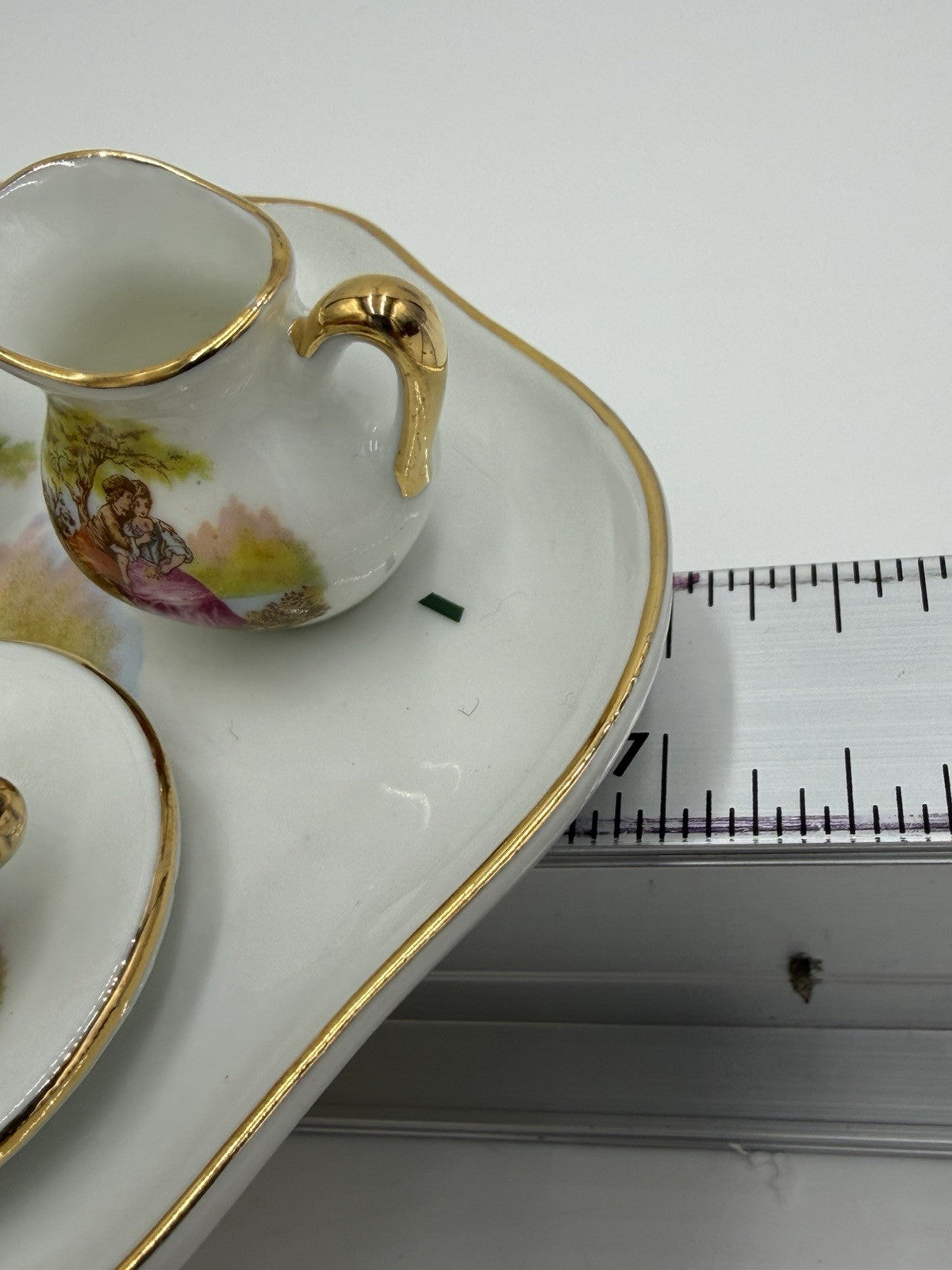 EME porcelain Spain miniature tea set romantic scene victorian 8 PCs  Dollhouse