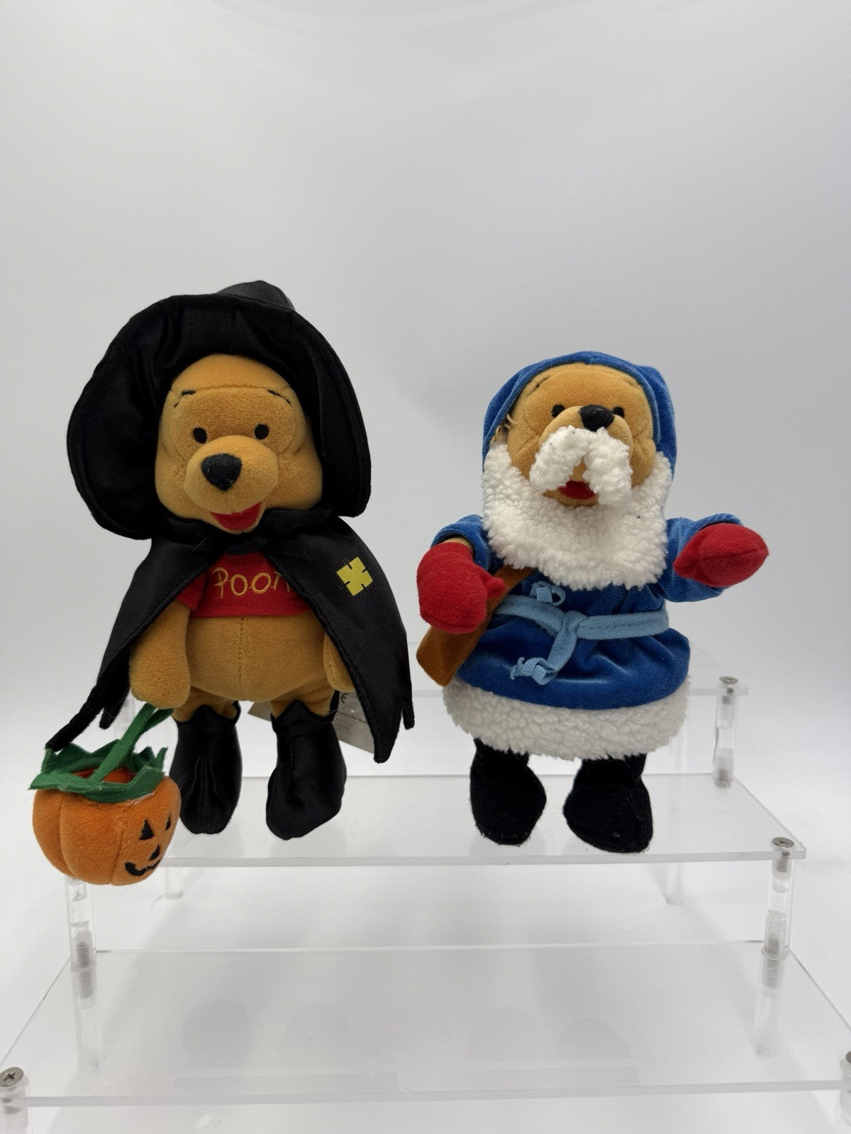 Disney Store Vintage Winnie The Pooh Halloween Christmas Plush Figurines 8”