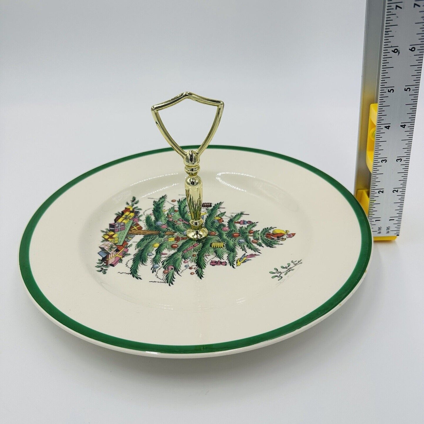 Spode One Tier Tidbit Tray Cookie Appetizer Plate 10 1/2in Christmas Tree