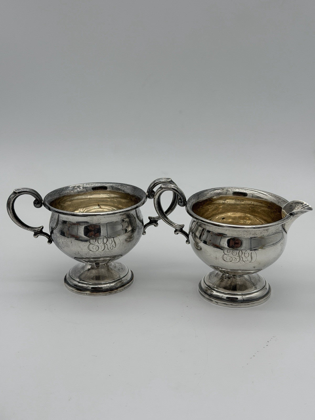 Sterling Hollowware by Hamilton Silver Sugar & Creamer Bowls 925 Silver Antique