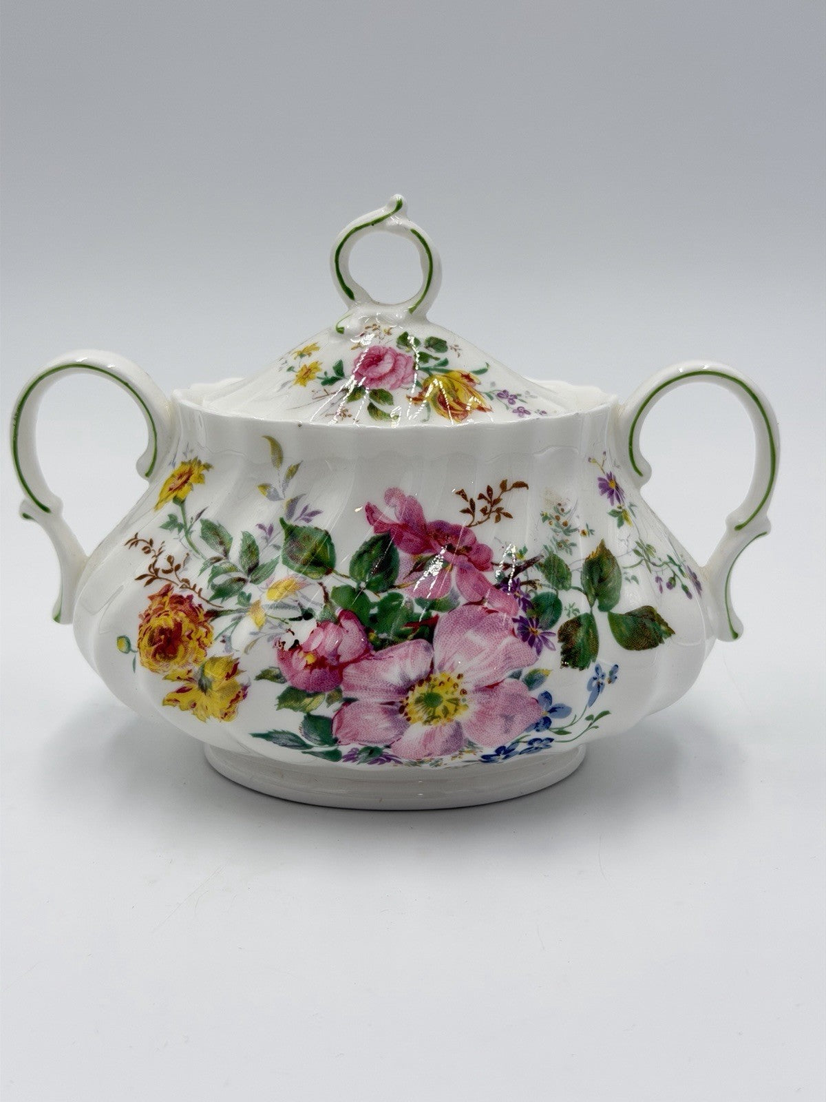 Royal Doulton England Porcelain Arcadia Sugar Bowl W/Lid H4802 Floral Vintage