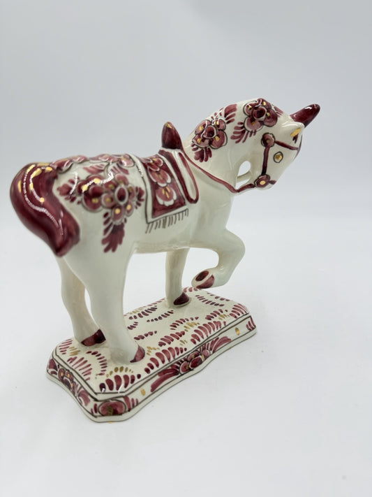 Rare Delft Holland ROOD RED VELSEN Pottery unicorn horse Figurine 809