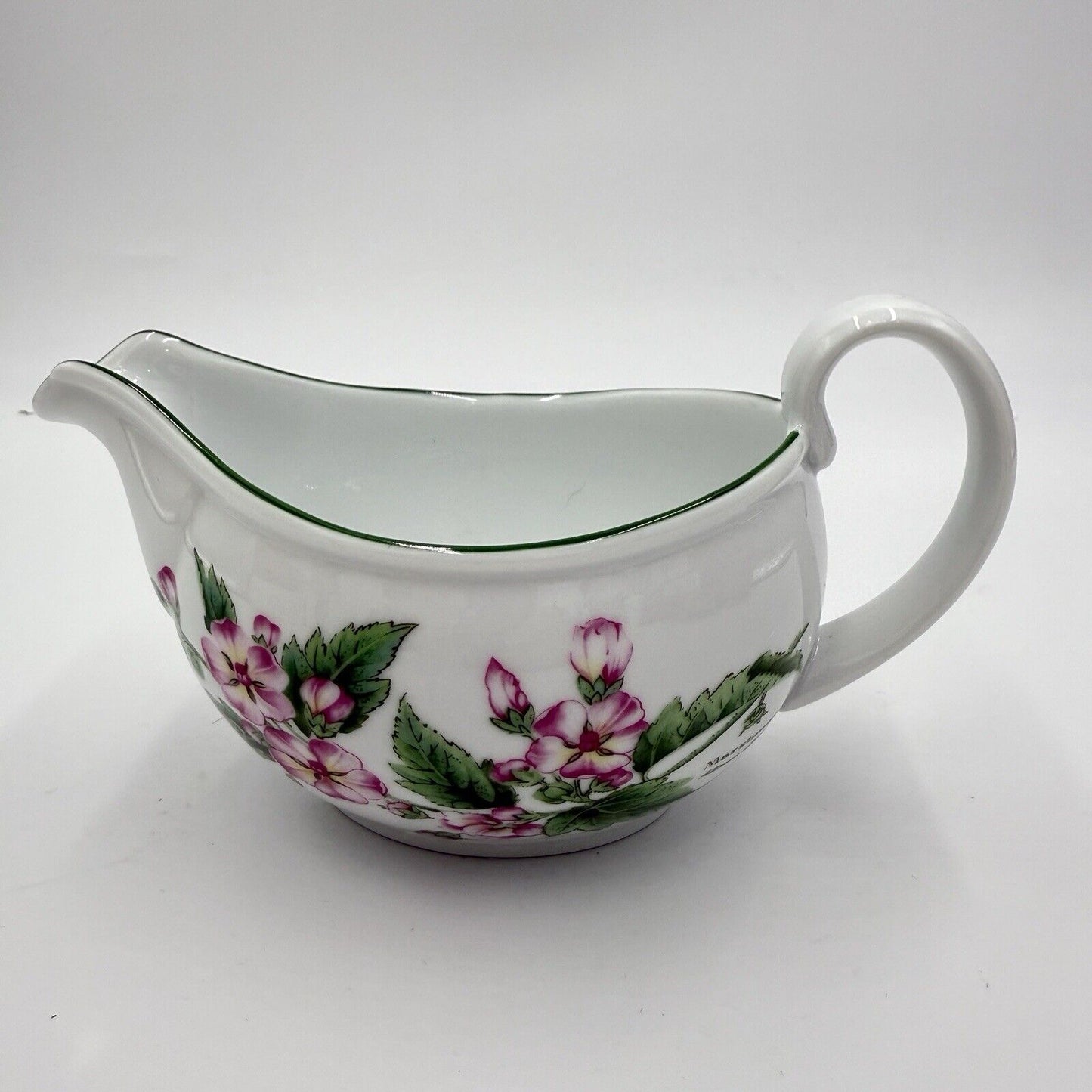 Royal Worcester Herbs Sauce Gravy Boat England Marshmallow Floral Vintage 90's