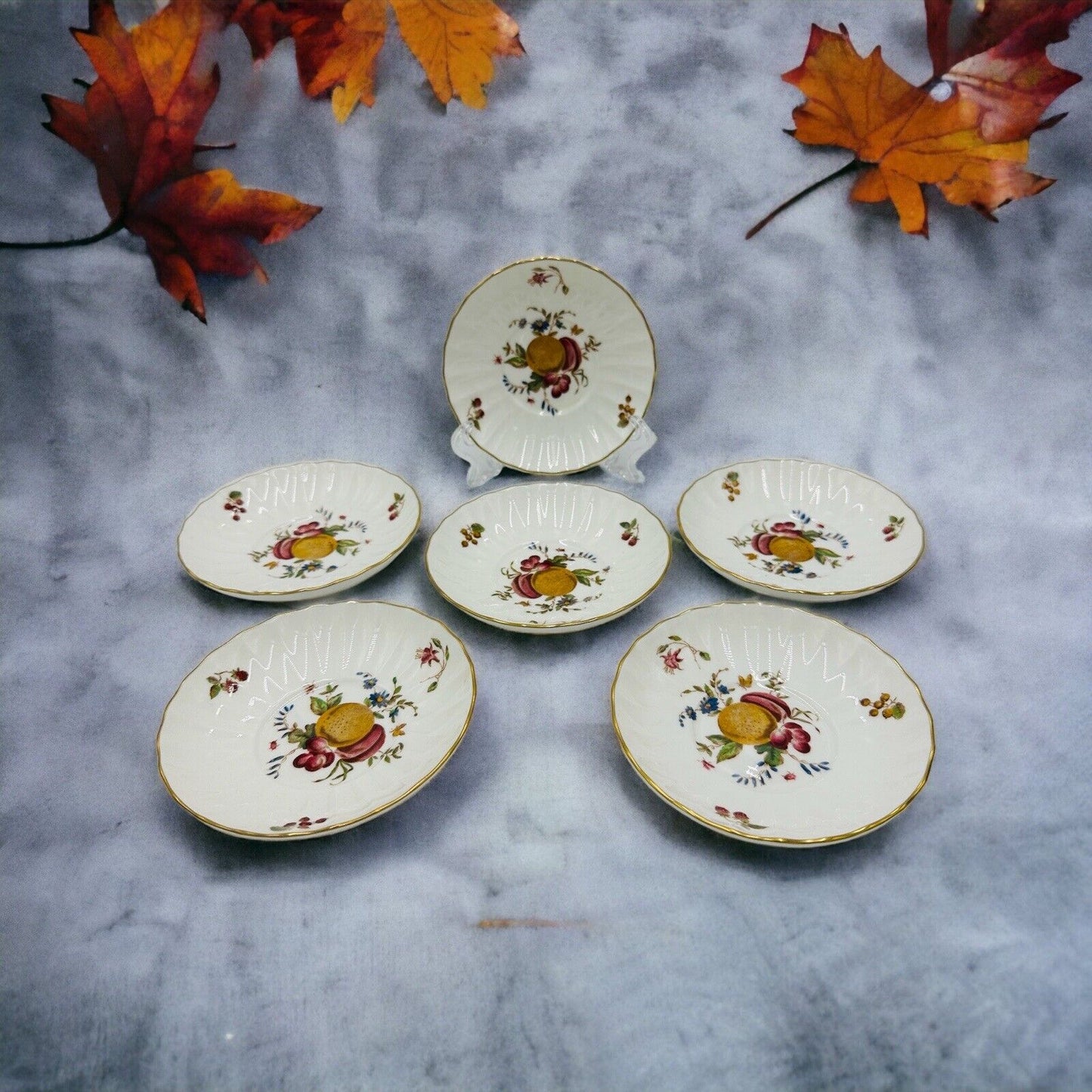 Royal Worcester Delecta Saucer Porcelain Z2819 Set Circa 1800 Lot 6 Piece Plates