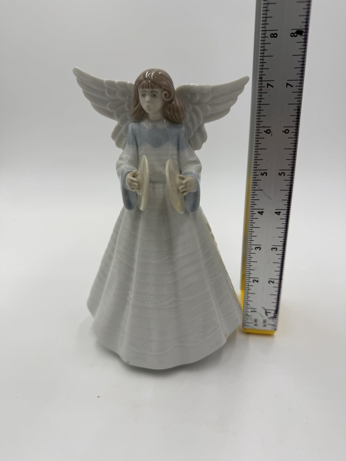Lladro Spain Porcelain Angel Tree Topper 5876 Angelic Cymbalist 7.2”H Figurine