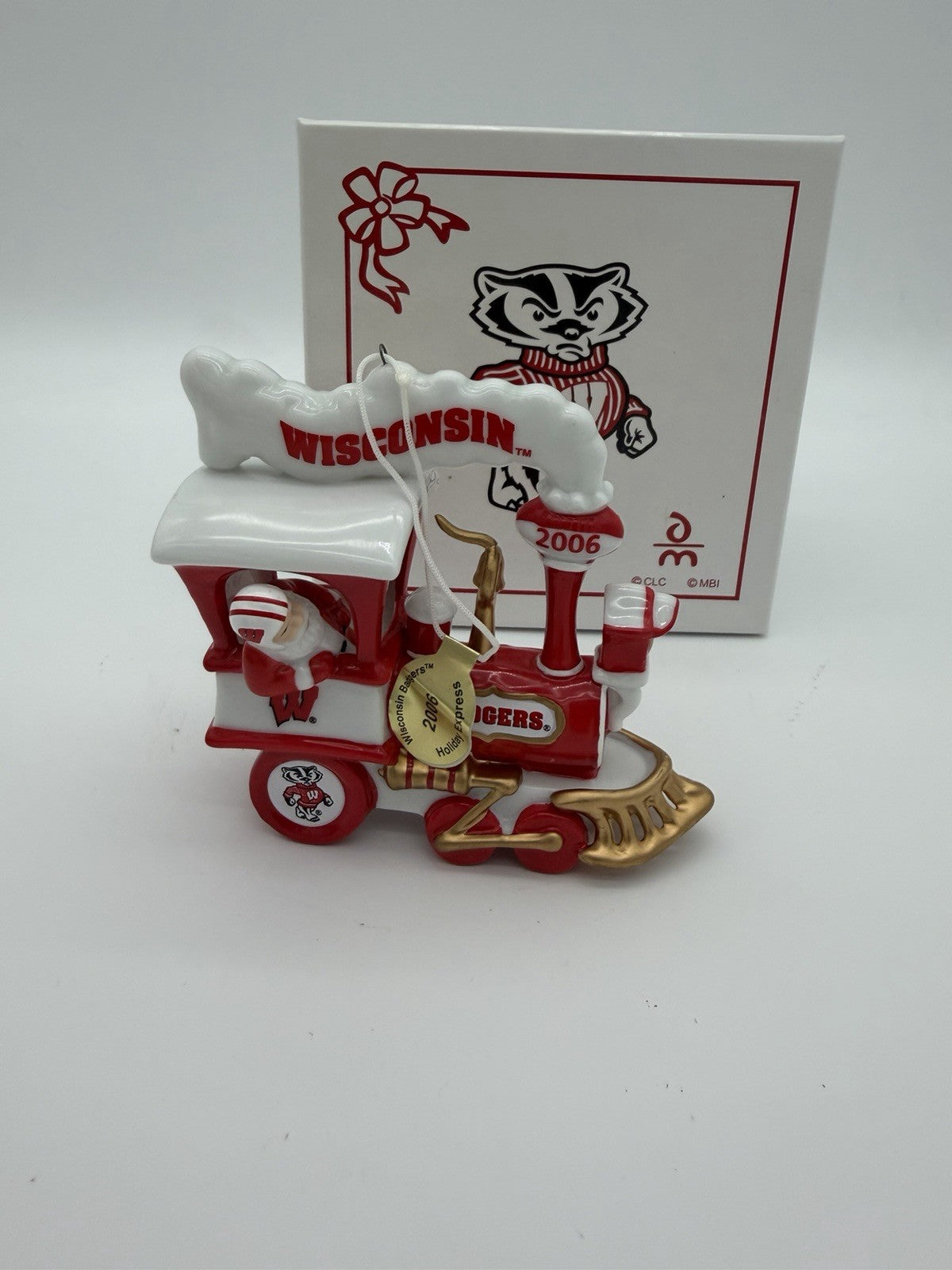 Danbury Mint Wisconsin Badgers Santa Train 2006 Ceramic Christmas Ornament New