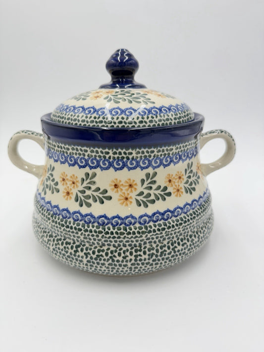 UNIKAT Polish Pottery Large 7.5” Lidded Cookie/Biscuit Canister Jar 1 Qlty New