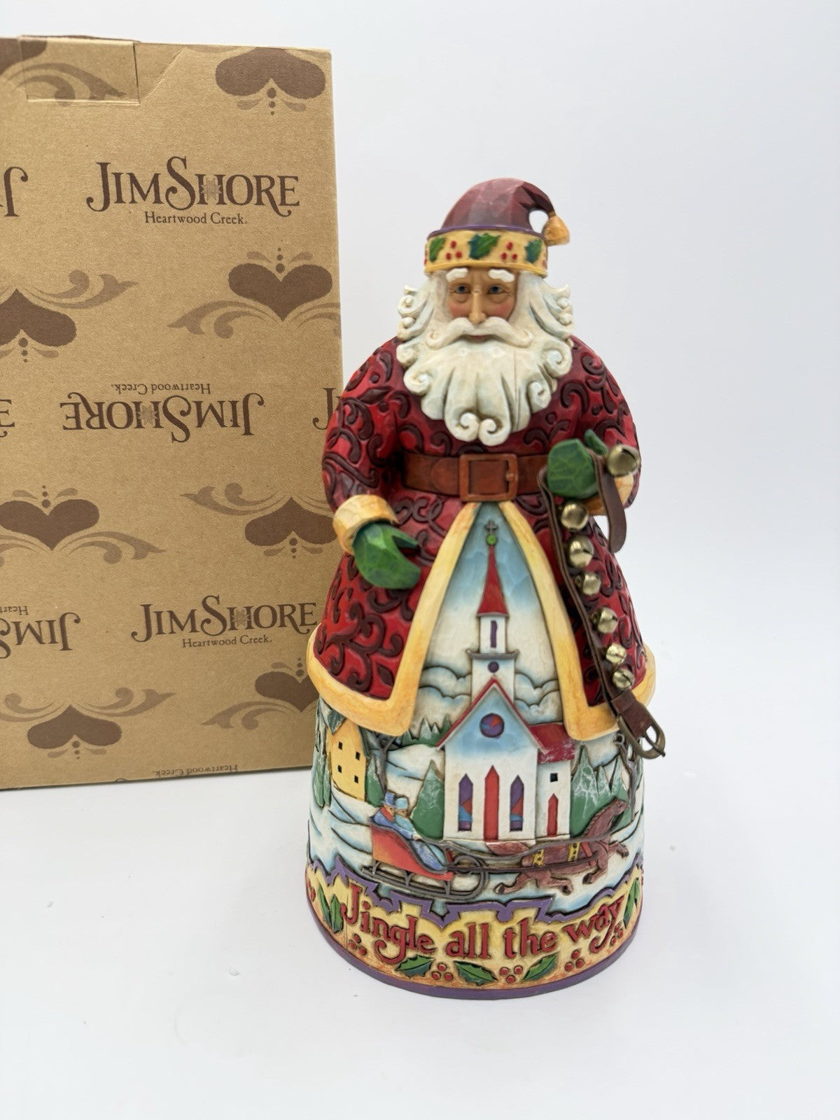 Jim Shore Santa Bells on Bobtail Ring Heartwood Creek 2007 w/BOX Jingle 10”H