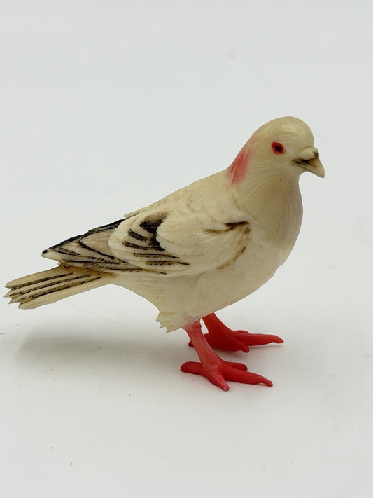 Antique Hand Carved Pigeon Mini Figurine Folk Art Polychrome 2” Dove Bird Resin