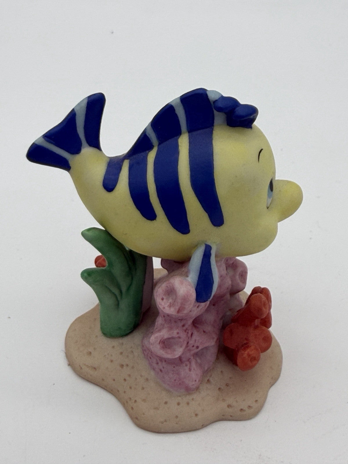 Disney Little Mermaid Flounder Fish Coral Reef Porcelain Figurine Painted 2.5”H