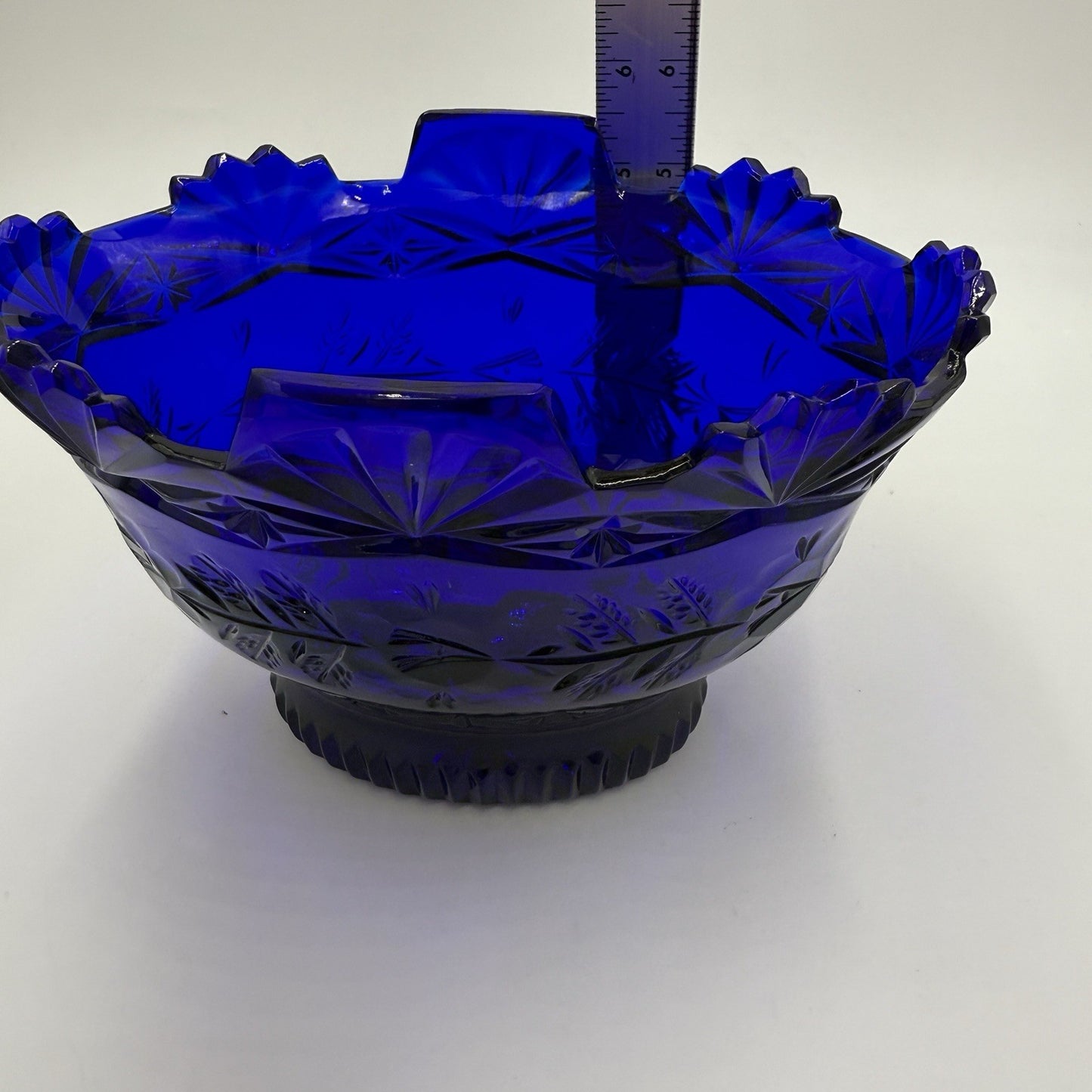 Imperial Poland Cobalt Blue Glass 24% Lead Crystal Fruit Bowl Vintage 6.5”x 8"