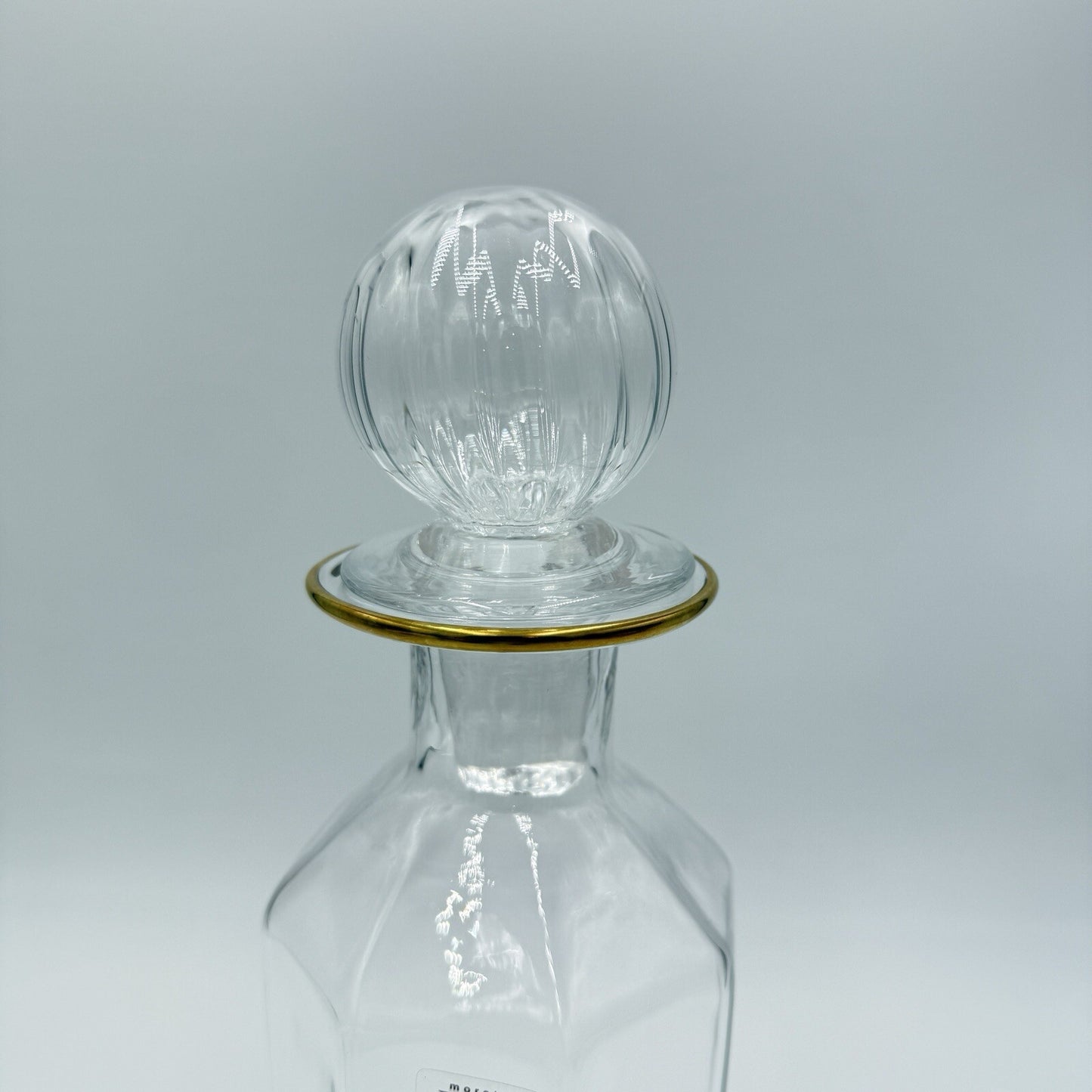 Carlo Moretti Murano Vetri #100 Decanter Stopper Rare Italy Gold Rim Art Glass