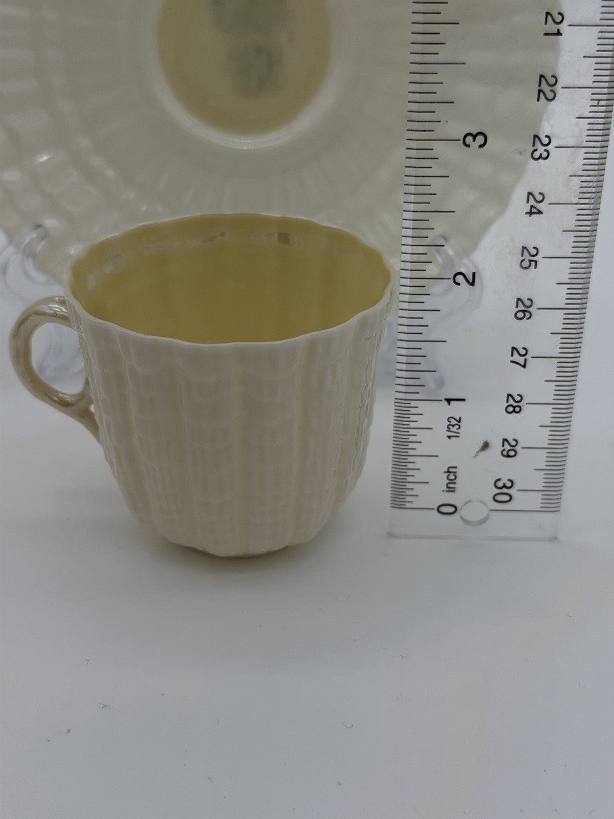 Belleek Ireland Tridacna Demitasse Cup Shell Pattern Porcelain Saucer & Cup Set