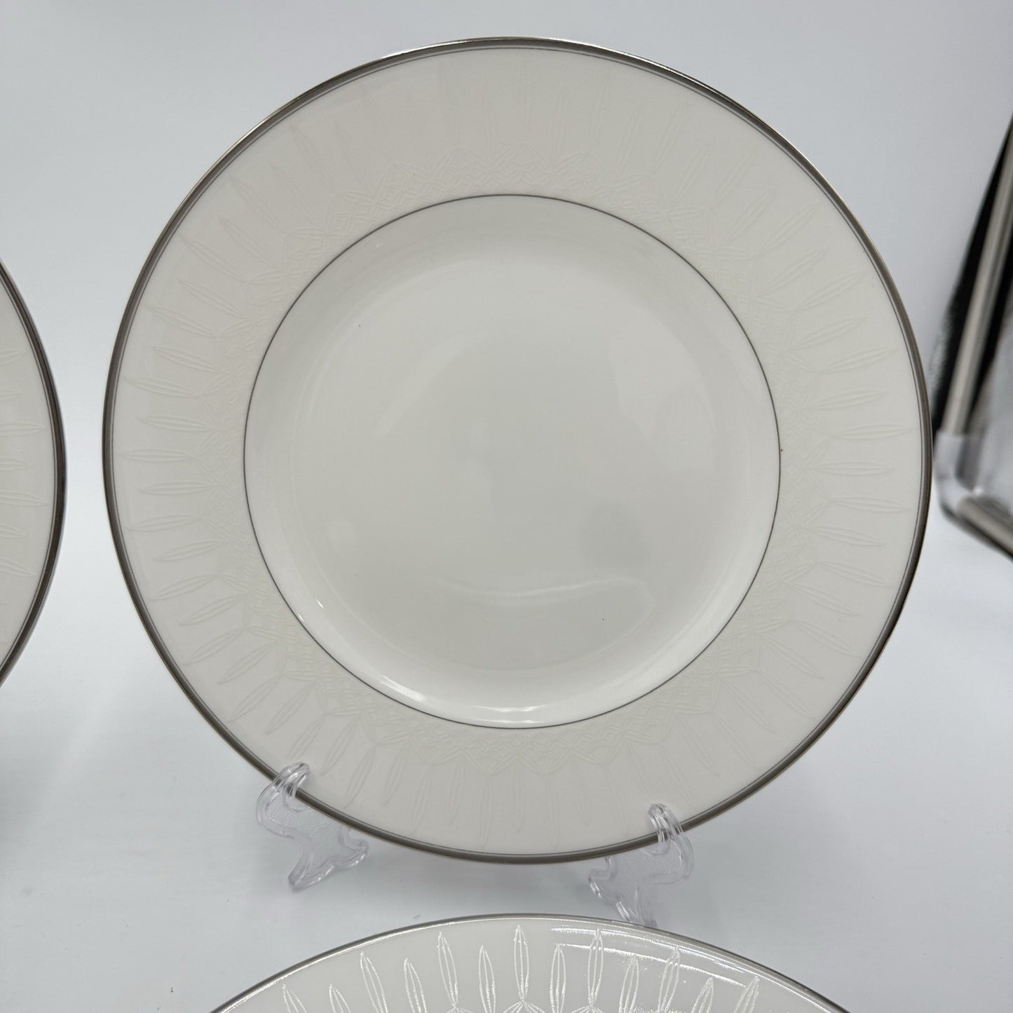 Waterford Fine British China Lismore Platinum  Salad Dessert Plates 4 PCs 8" New