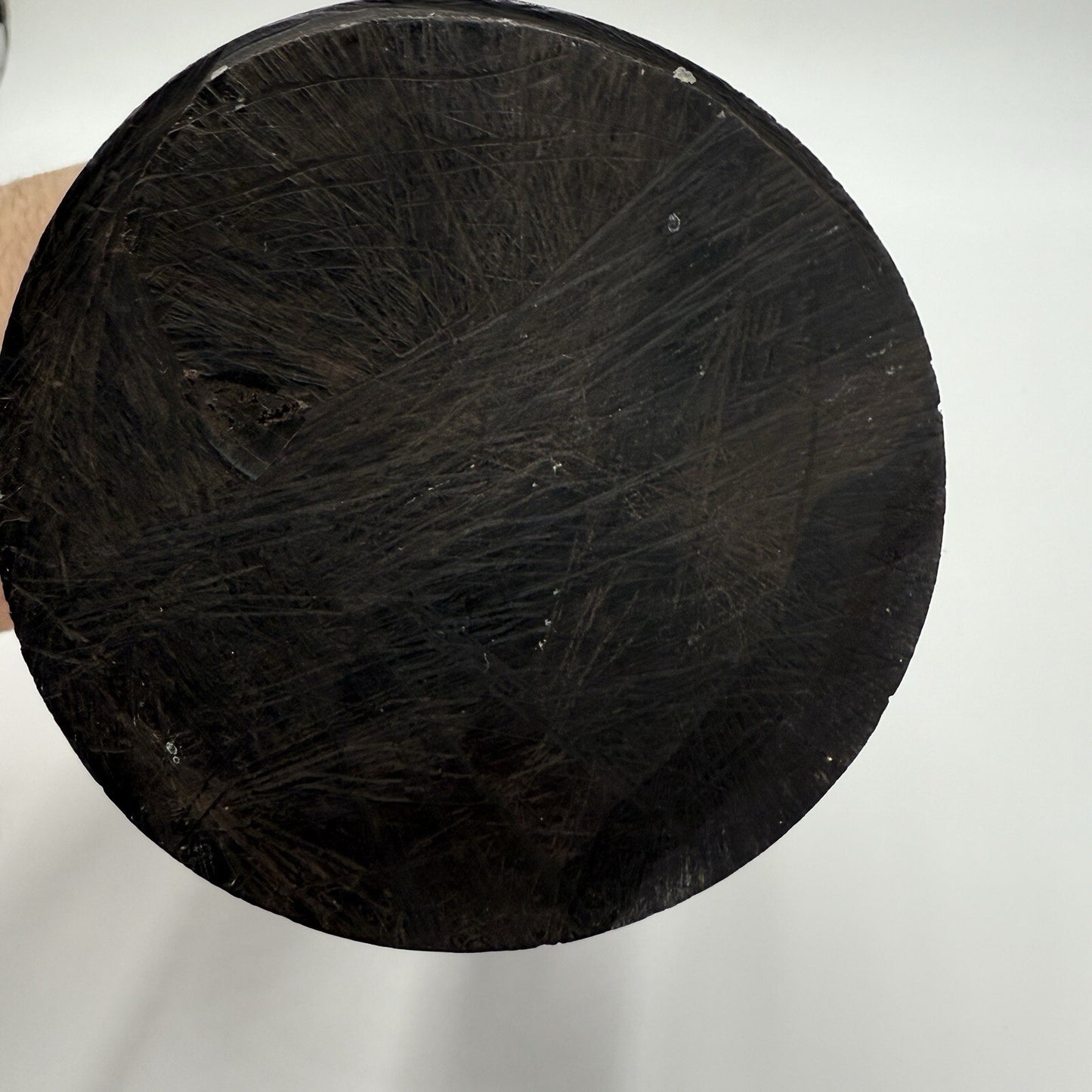 Vintage hand Carved Ebony Wood Nativity Candle Holder Solid Folk Art 6.5in