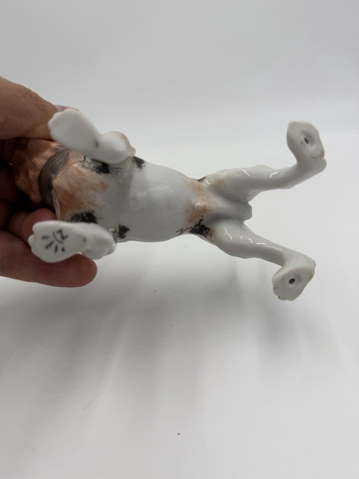 Vintage Porcelain Bulldog Hand Painted Figurine Small Glossy Japan 3”Hx5”L