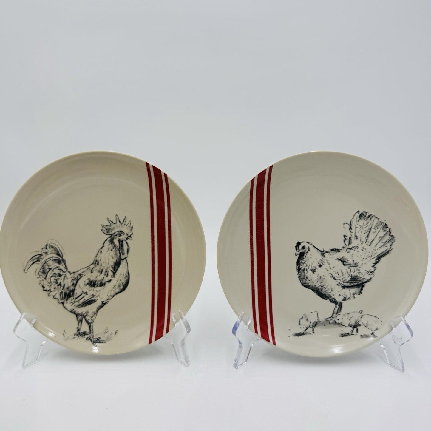 Creative Co-op M.Chad Barrett Chicken/Rooster salad Plates 8in 2 Pieces Rare
