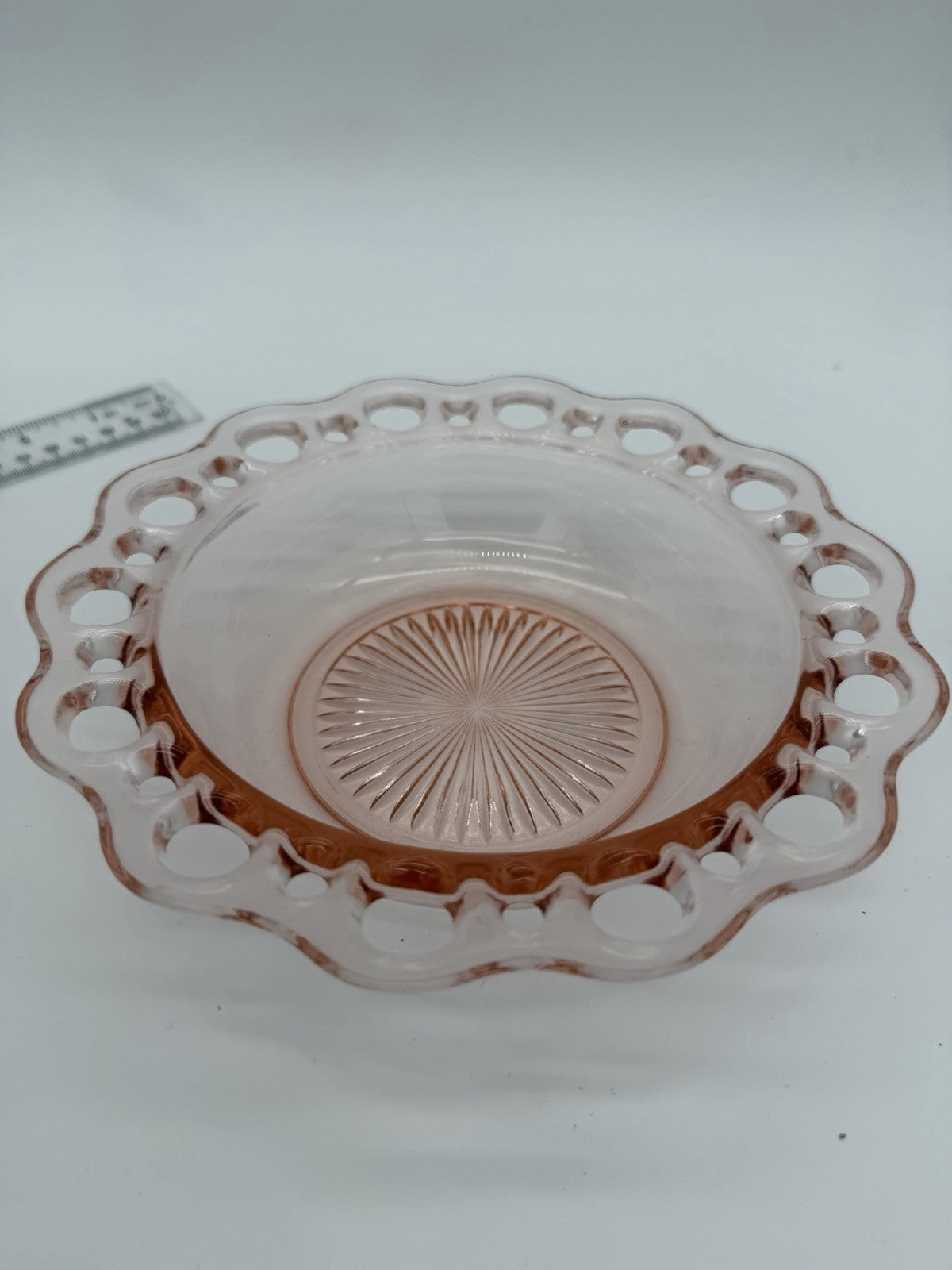 Vtg Anchor Hocking Art Glass Old Colony Lace Edge Pink Depression Butter Dish