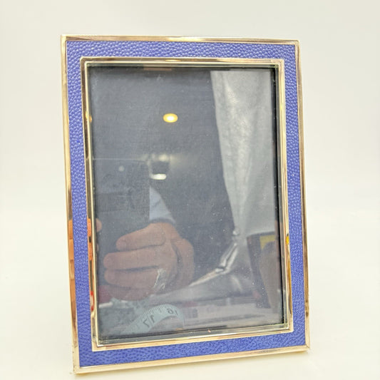 Tizo Italy Sterling Tone Picture Frame Blue Velvet Backing Vintage 5.5”x7.5”