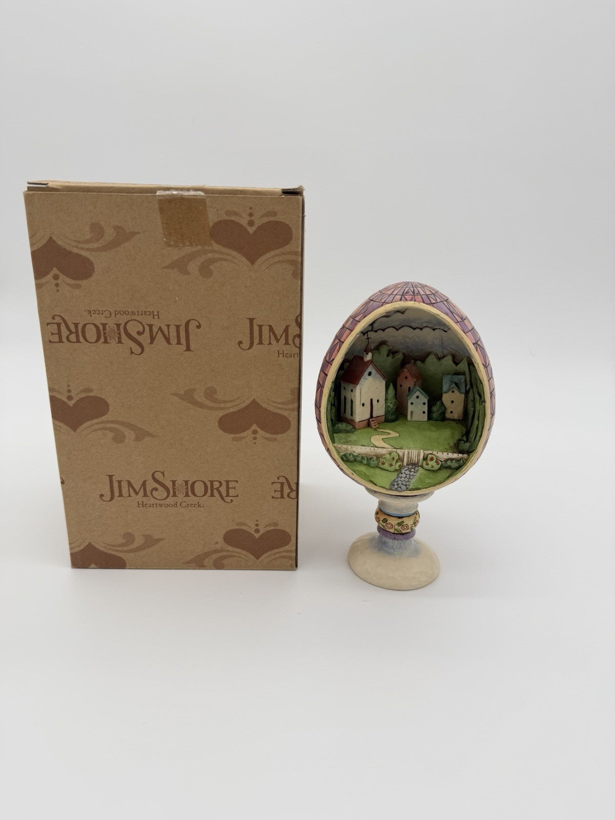 Jim Shore Small Town Big Blessings Egg Diorama Church Figurine 2006 Resin 7” Box