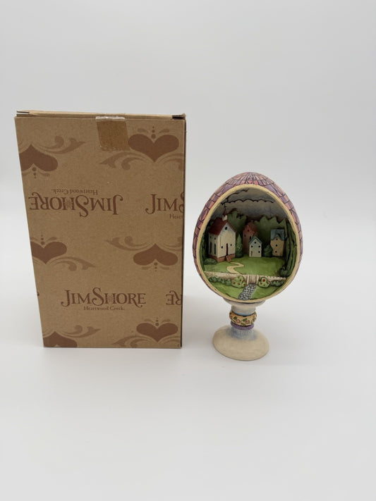 Jim Shore Small Town Big Blessings Egg Diorama Church Figurine 2006 Resin 7” Box