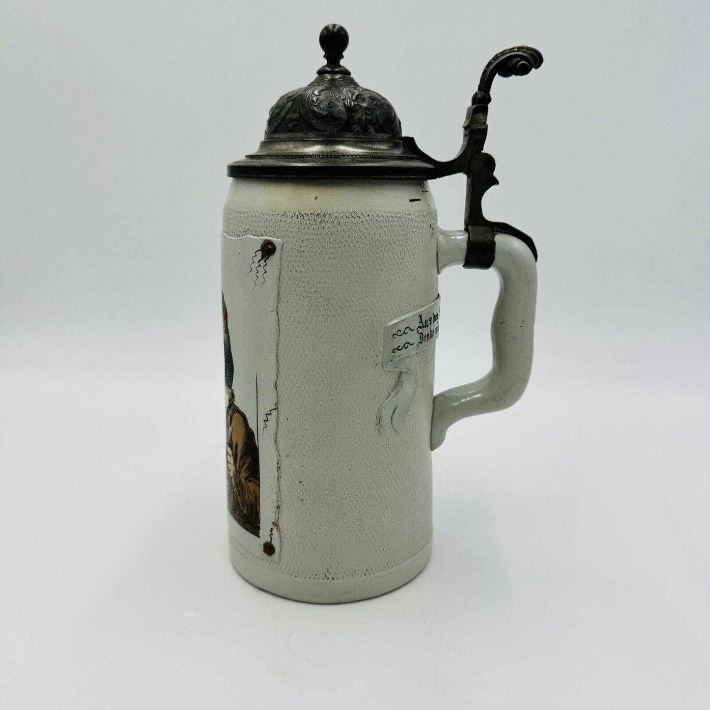 Mettlach Villeroy & Boch Beer Stein 1887 1L Large Germany  9.5”Antique Vintage