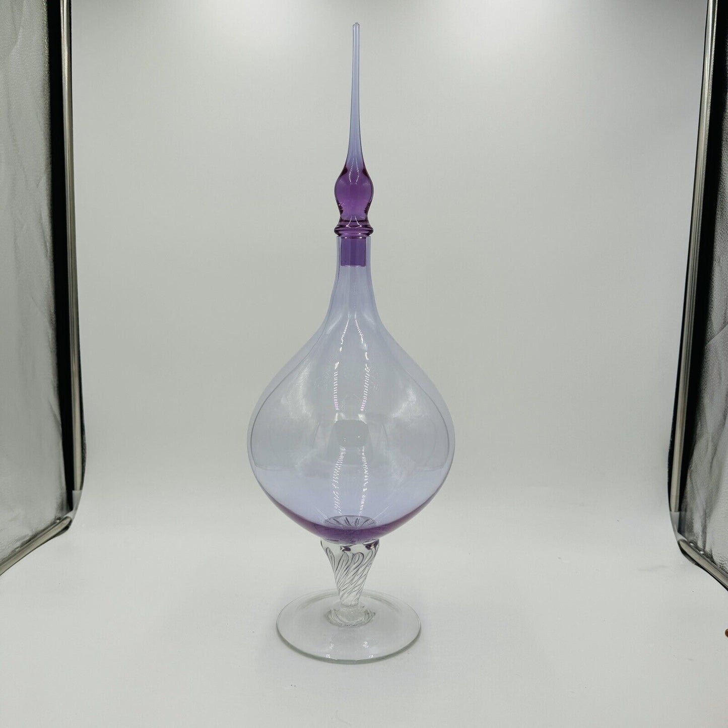 Global Views Art Glass Genie Bottle Julia Buckingham Italy Decanter 22” Purple