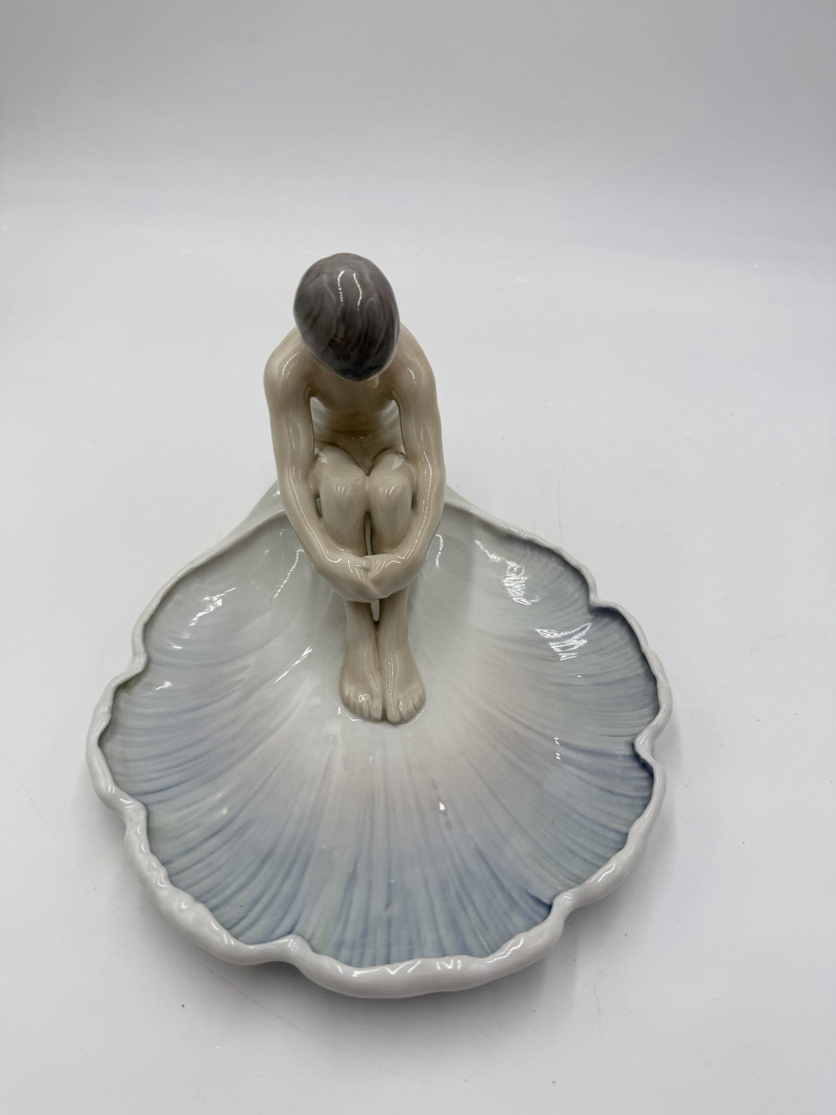 Vintage Bing & Grondahl Lily Pad Dish Art Nouveau Meditation of Nude Boy # 1660