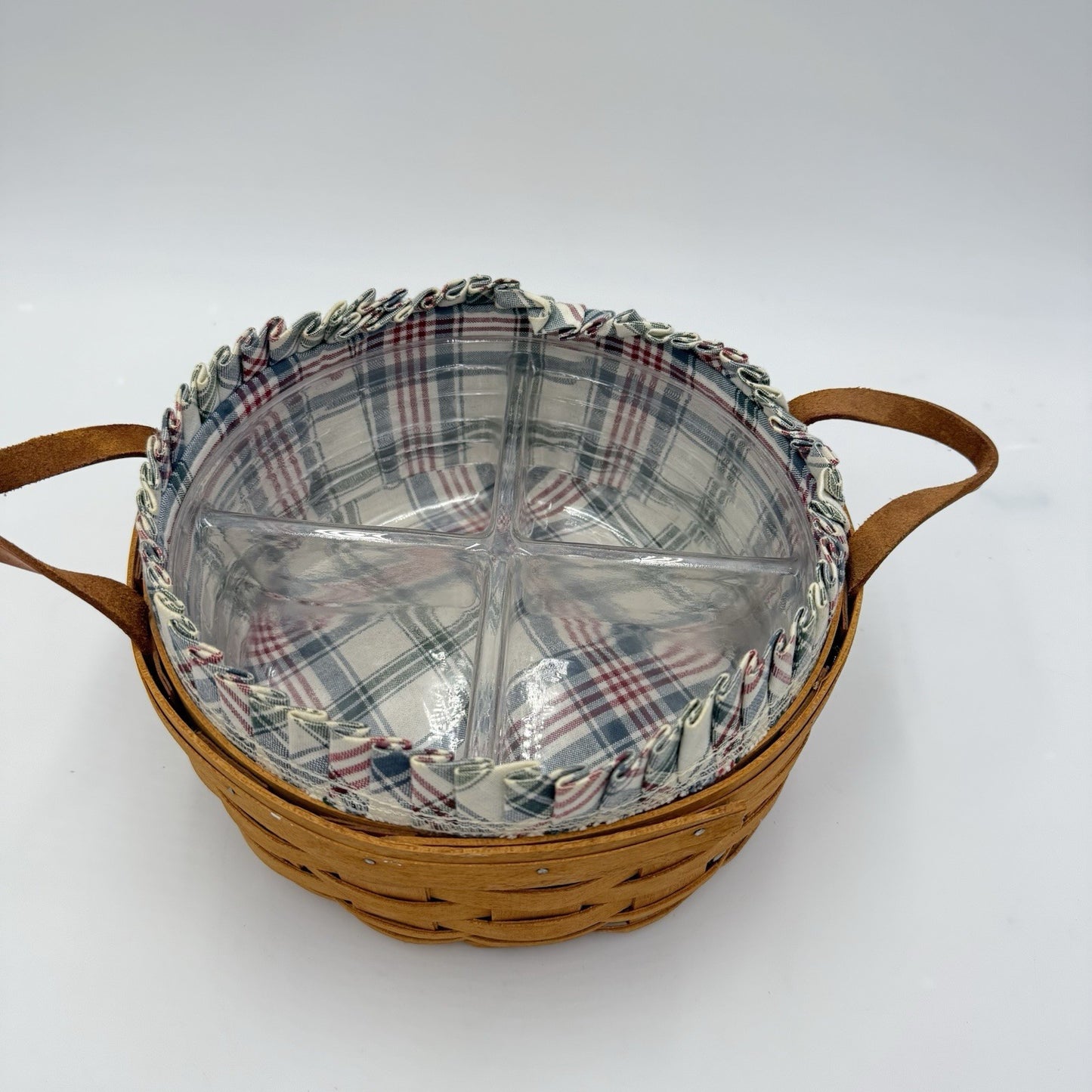 Longaberger Round Darning Basket Divided Protector Fruit Liner 1993
