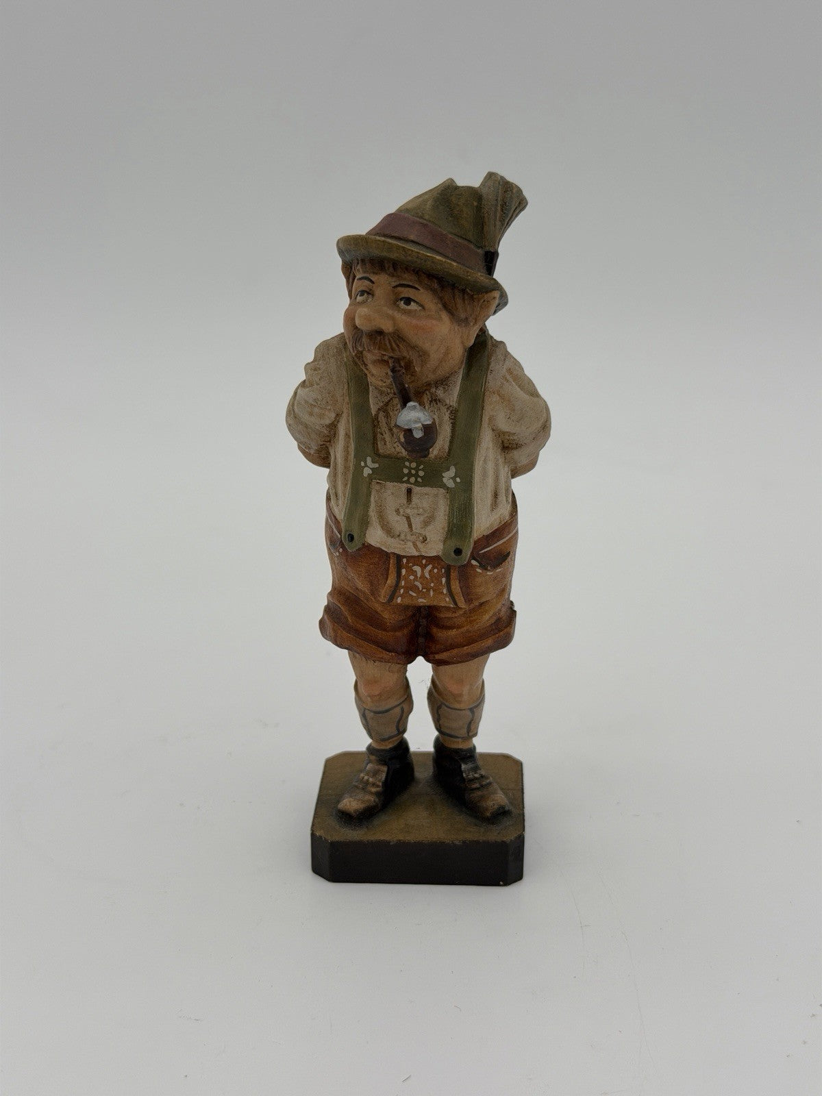 Antique Folk Art Wood Carved Smoker Figurine Swiss Old Man Hand Made Vtg 4”