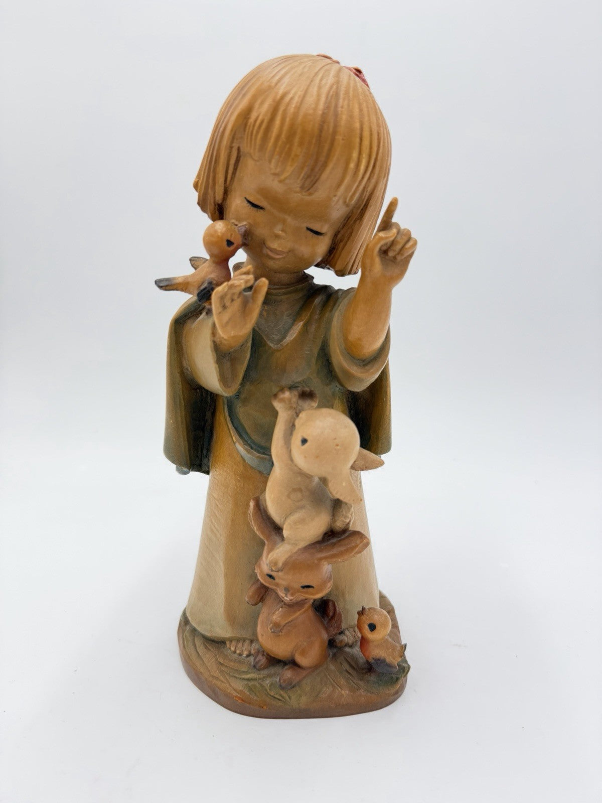 Anri Ferrandiz Wood Carved Figurine Talking to the Animals 1984 Italy 10”Vtg