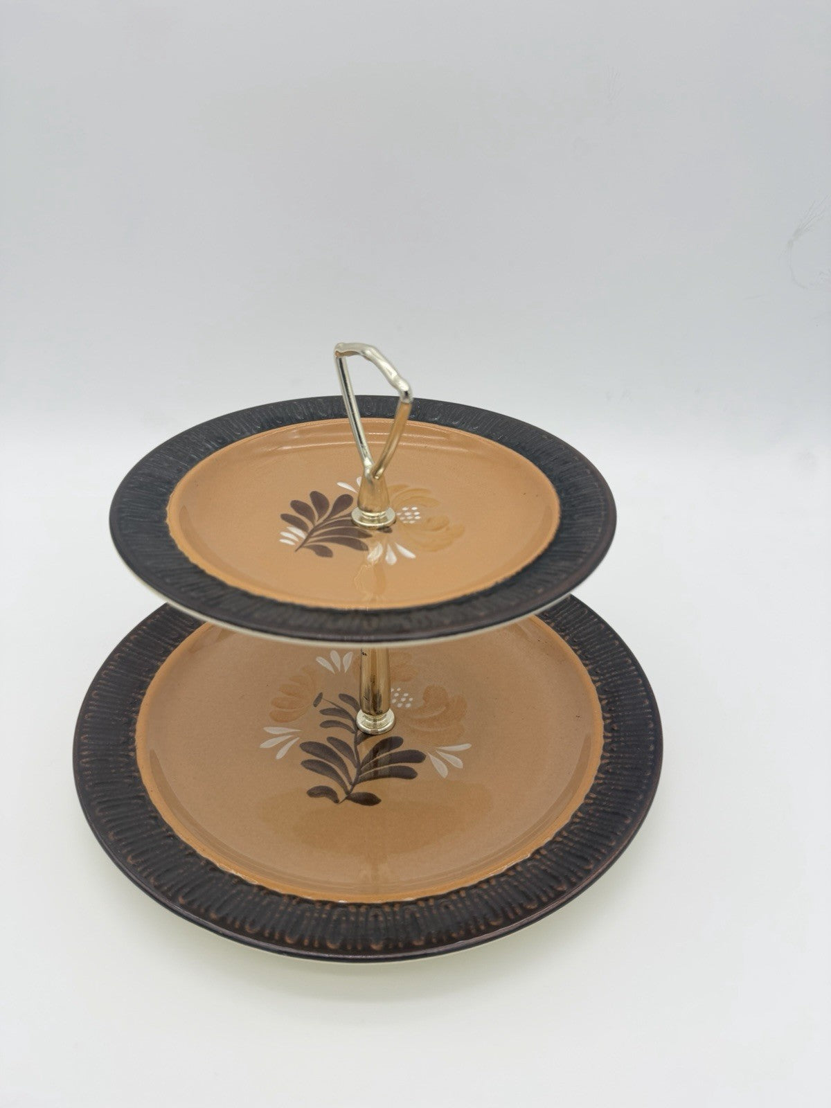 Rare Red Wing Pottery Ceramastone Heatherstone two-tiered Server tray #227