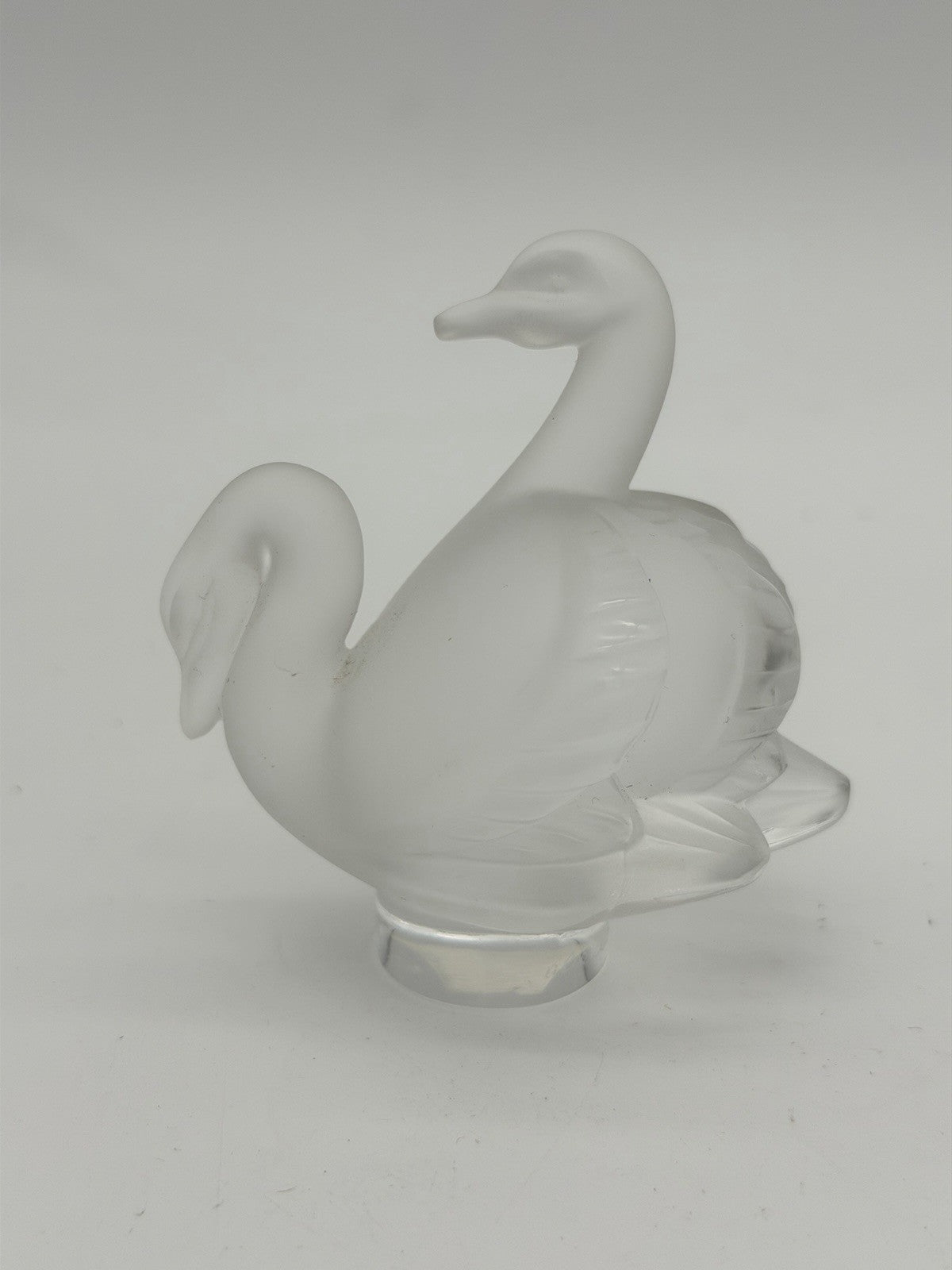 Lalique France Crystal Frosted Pair Of Swans 3” Figurine Signed Vintage French