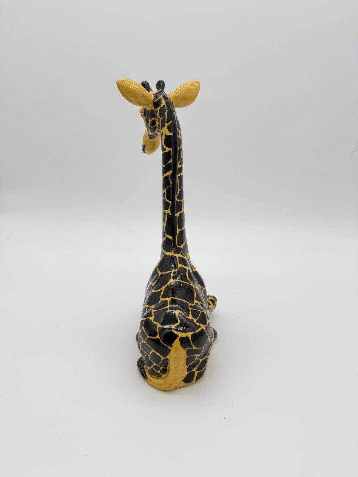 Studio Art Pottery Ceramic Giraffe Painted 10” Sculpture Signed Vintage Rare