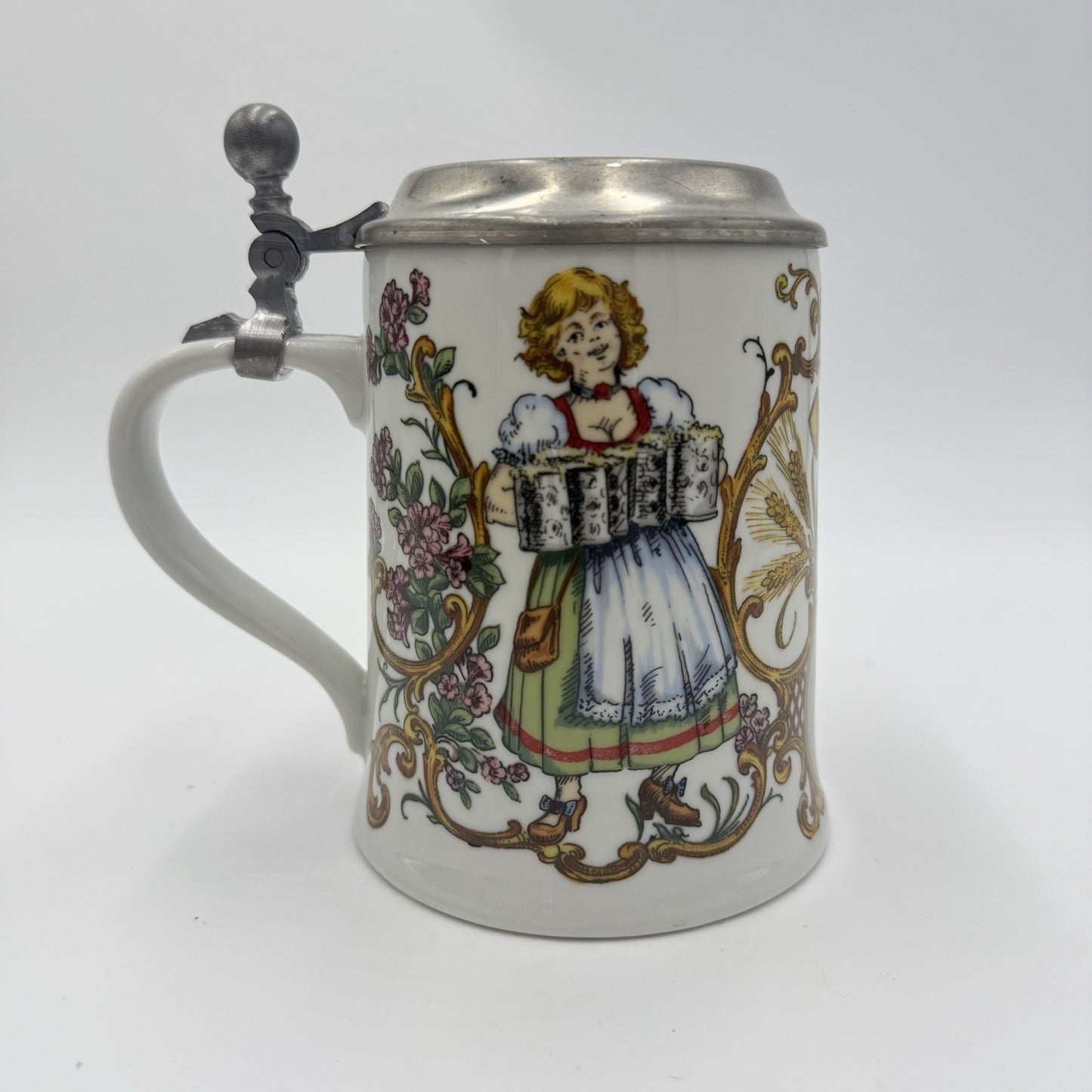 DR. Merkle Atelier German Ges. Gesch Lidded Beer Porcelain Stein 6in