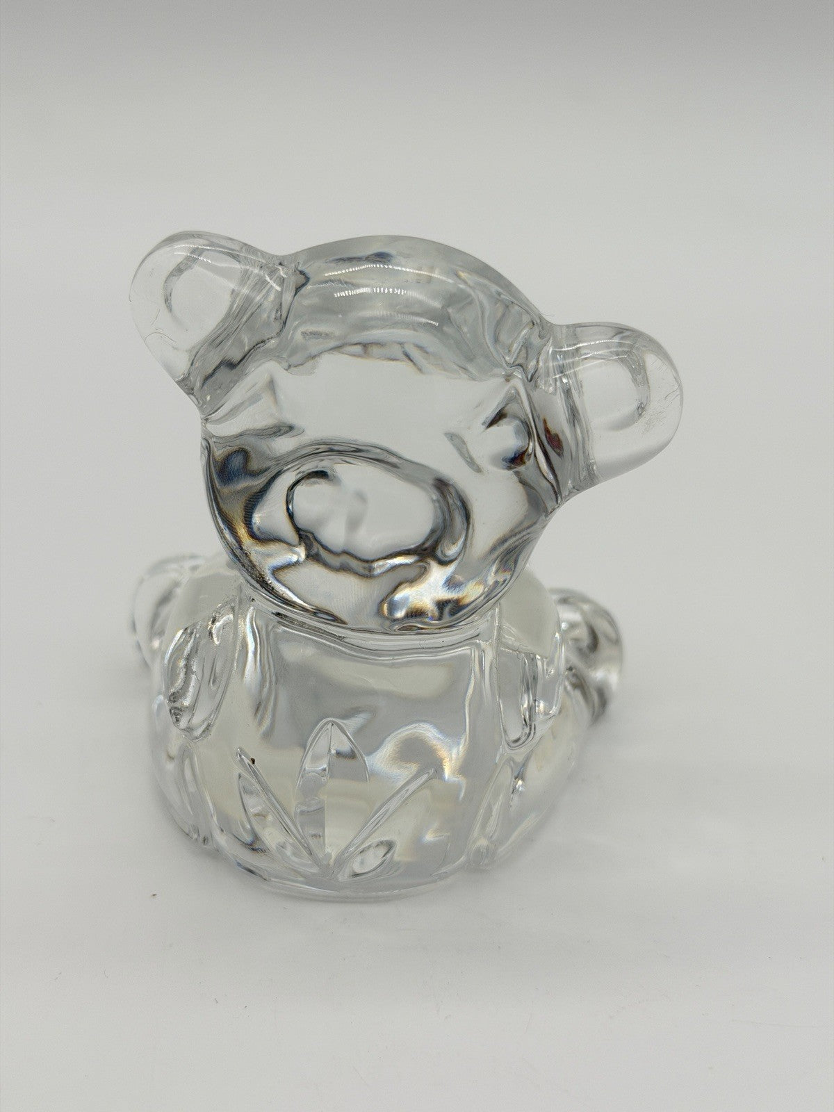 Waterford Crystal Teddy Bear with Toy Block Paperweight Figurine 3” Clear